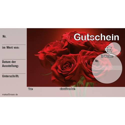 Geschenkgutschein Rose rot 15x10cm x50