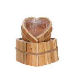 Holz Übertopf Herz natur 2/Set D30cm H15cm