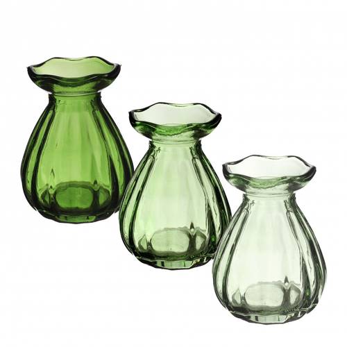 Glas Flasche Fleur grün mix D03/07cm H09cm