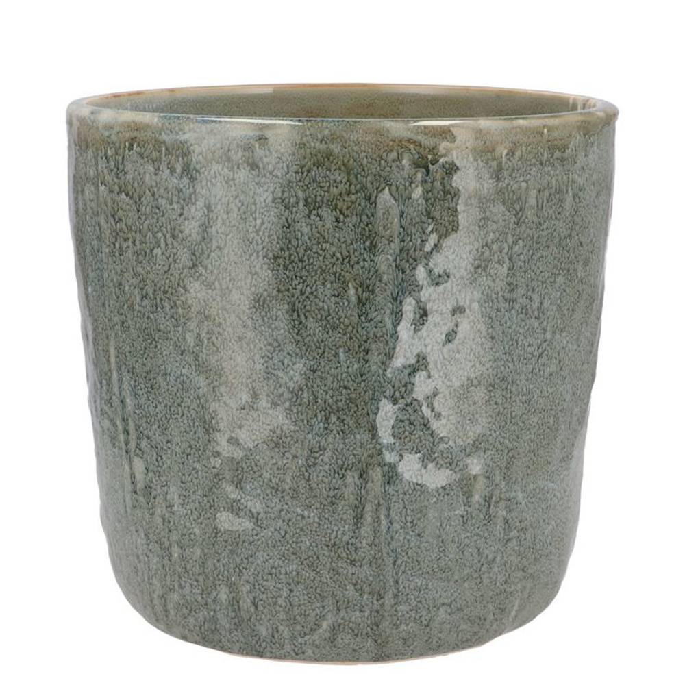 Keramik Übertopf Iron Stone blau D19cm H17cm
