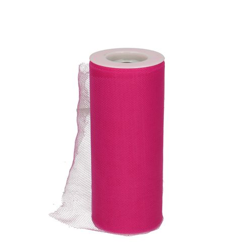 Dekostoff Band 150mm Tule fuchsia 23m