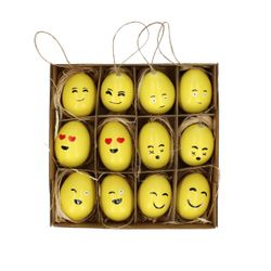 Hänger Hühnerei Smiley gelb D04cm H06cm x12