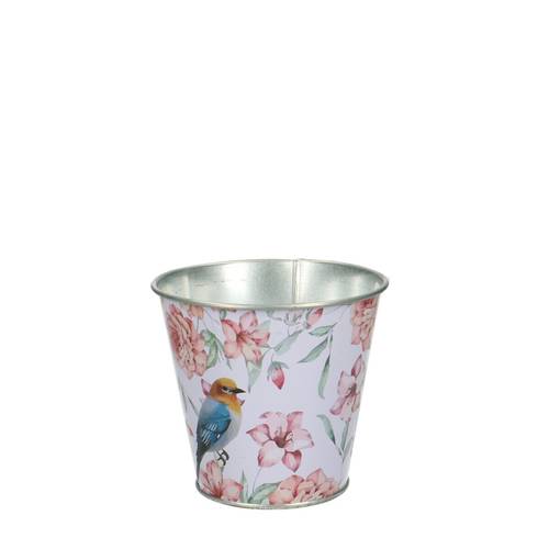 Zink Übertopf Bouquet weiss D11cm H10cm