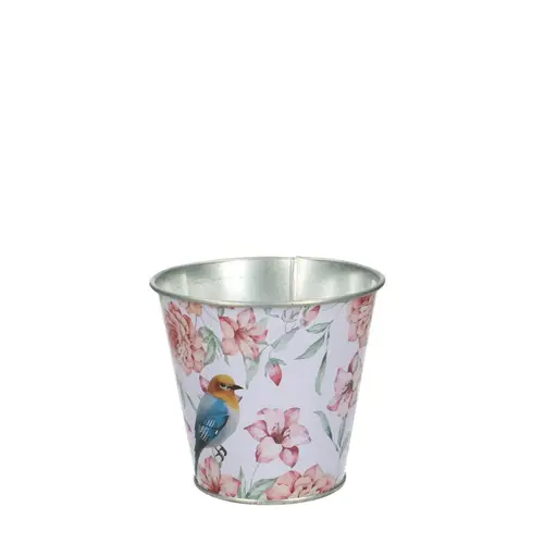 Zink Übertopf Bouquet weiss D11cm H10cm