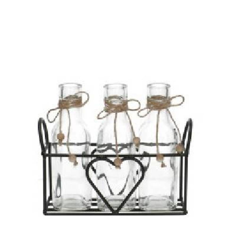 Glas Ständer 3Flasche Herz D05cm H16cm