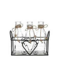 Glas Ständer 3Flasche Herz D05cm H16cm