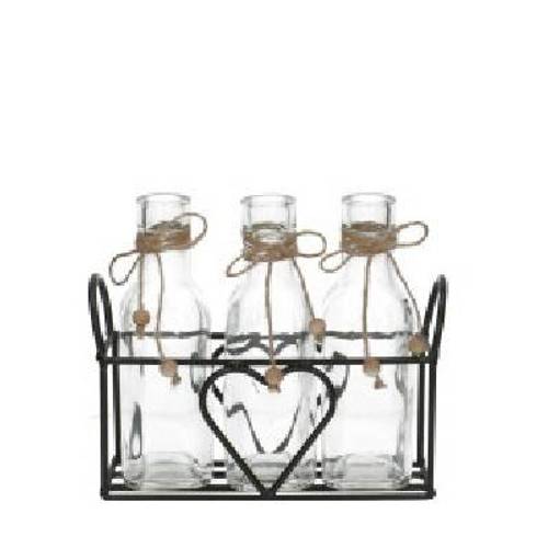 Glas Ständer 3Flasche Herz D05cm H16cm