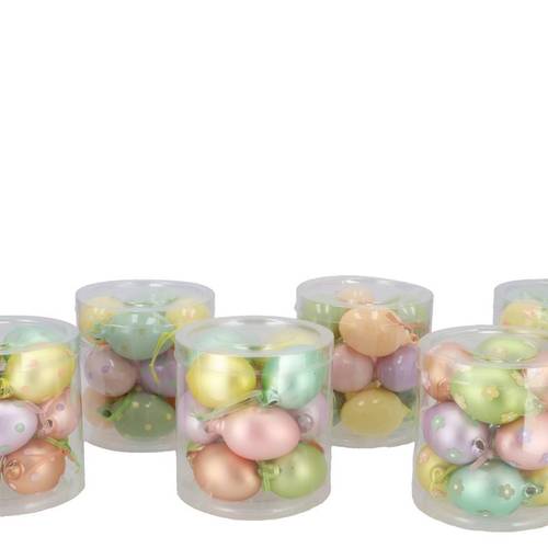 Glas Hänger Ei Mat pastel mix  04x04x07cm