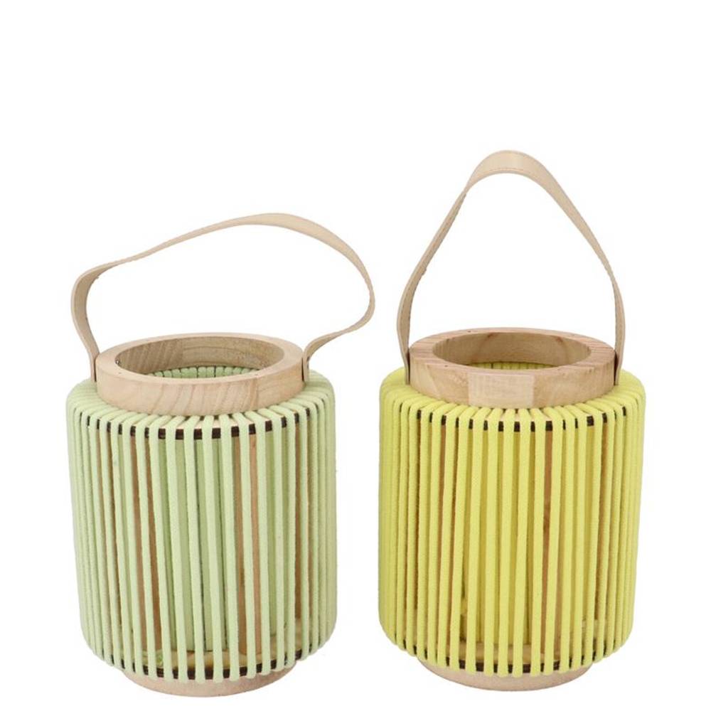 Laterne Cruz Rund mix gelb/grün 11x14x17cm