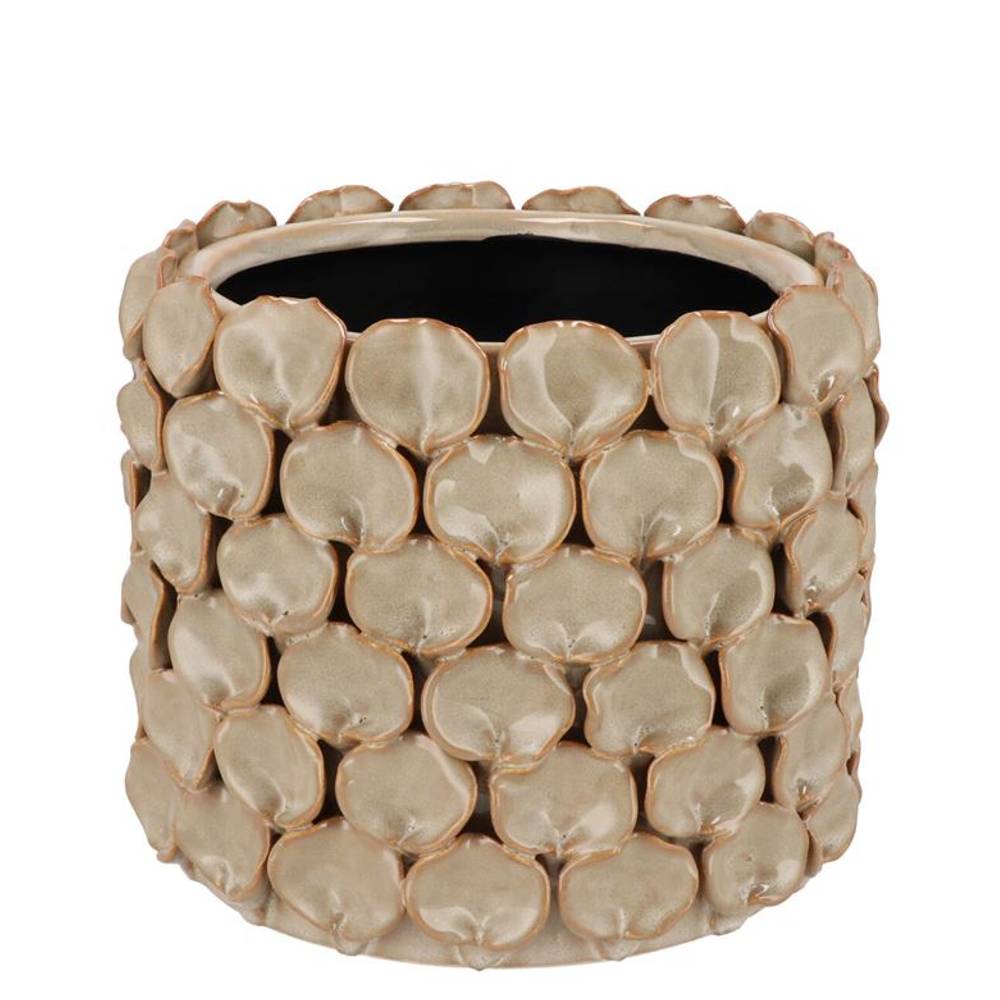Keramik Übertopf Nancy Blumen creme 17x17x14cm