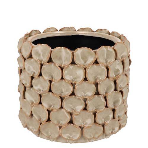 Keramik Übertopf Nancy Blumen creme 17x17x14cm