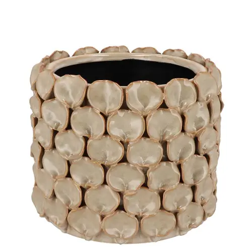 Keramik Übertopf Nancy Blumen creme 17x17x14cm