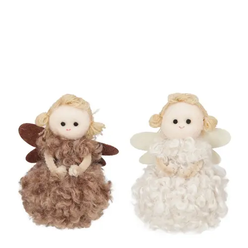 Engel Wolle braun/weiss mix 07.5x09cm