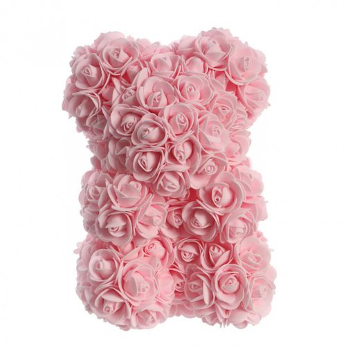 Deko Foam Bär Rosen rosa D16cm H22cm