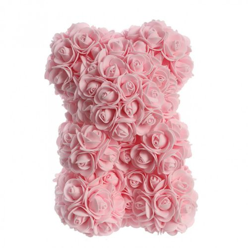 Deko Foam Bär Rosen rosa D16cm H22cm
