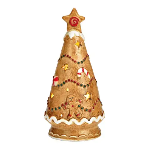 Windlicht Tannenbaum aus Porzellan 08x16x08cm