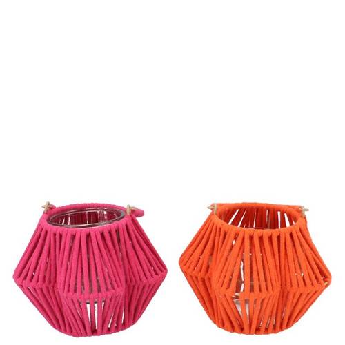 Laterne Cruz Blume mix orange/fuchsia 10x16x11cm