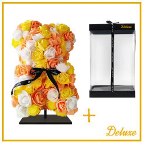 Foam Bär Rosen orange mix +Standard 25cm