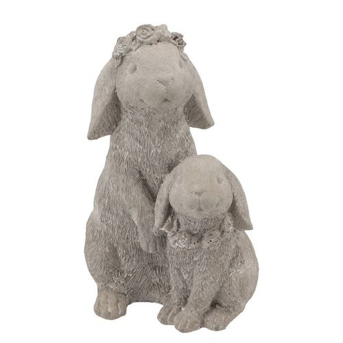Kaninchen Stein mit Krone grau 14x10x20cm