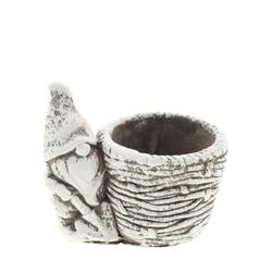 Keramik Topf Gnom grau 12.5x8.5x11cm