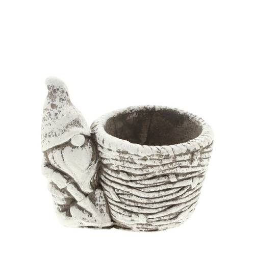 Keramik Topf Gnom grau 12.5x8.5x11cm