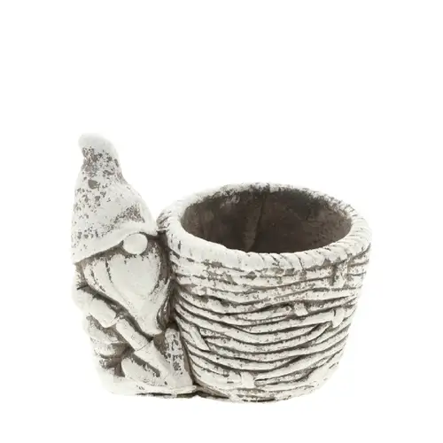 Keramik Übertopf Gnom grau 12.5x08.5x11cm