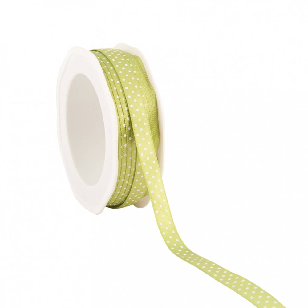 Band Satin Dots grün/weiss 10mm 25m