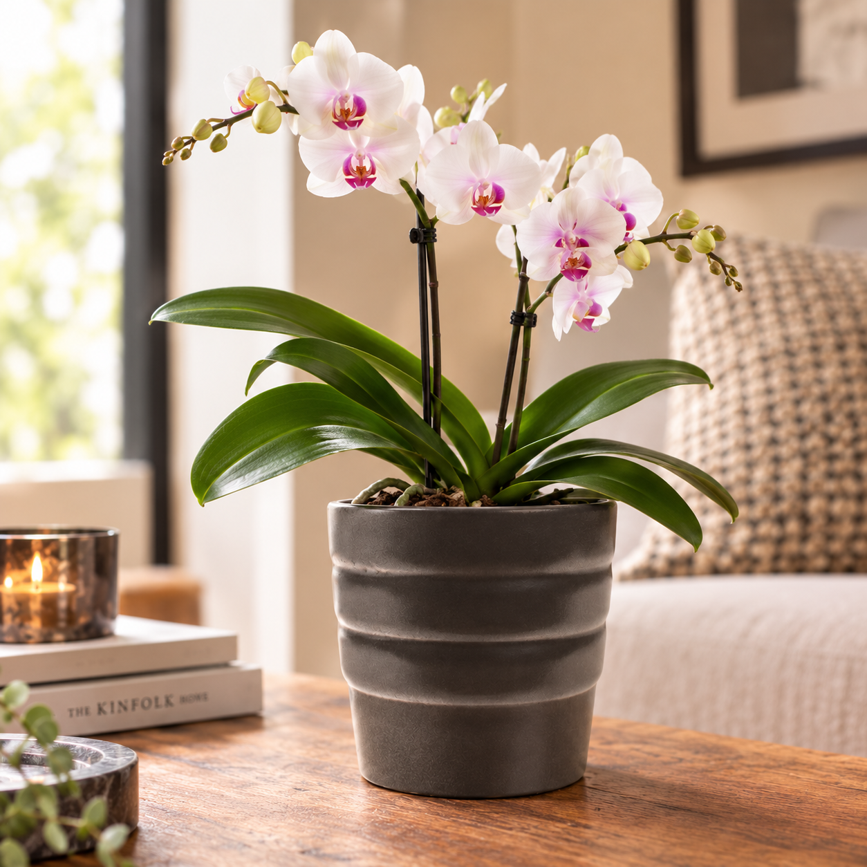 Keramik Orchidee Übertopf Stockholm schwarz D13cmH14cm