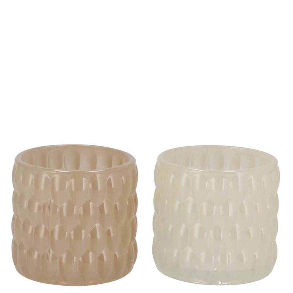 Glas Teelicht Jazz Bubbles mix creme D08cm H07cm