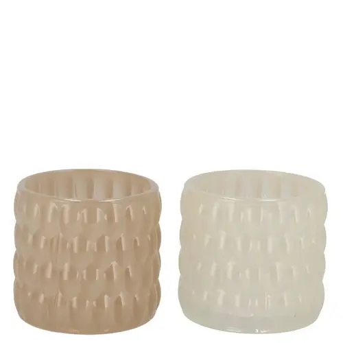 Glas Teelicht Jazz Bubbles mix creme D08cm H07cm