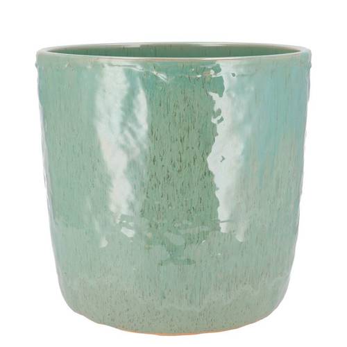 Keramik Übertopf Iron Stone türkis 21x21x19cm