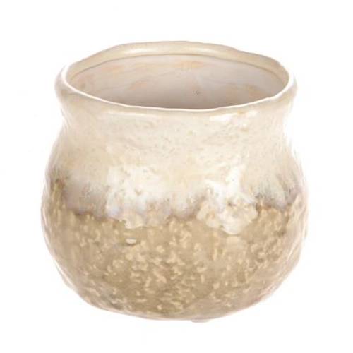 Keramik Übertopf Strand hell braun D12cm H10cm