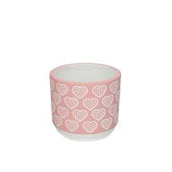 Keramik Stein Übertopf Herz rosa D14cm H13cm