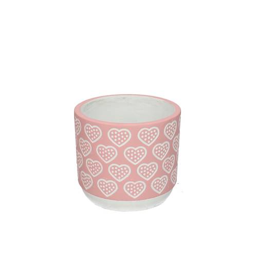 Keramik Stein Übertopf Herz rosa D14cm H13cm