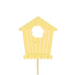 Vogelhaus auf Stab gelb 7.5cm L50cm