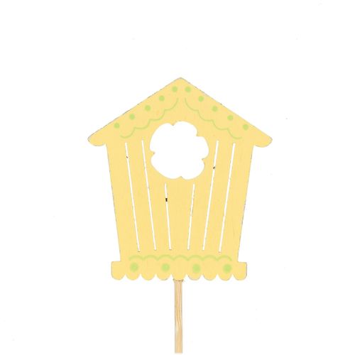 Vogelhaus auf Stab gelb 7.5cm L50cm