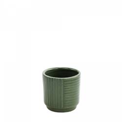 Keramik Übertopf Groove dunkel grün D07cm H07cm