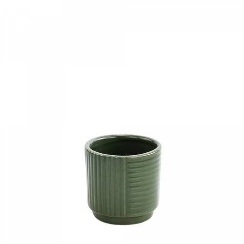Keramik Übertopf Groove dunkel grün D07cm H07cm
