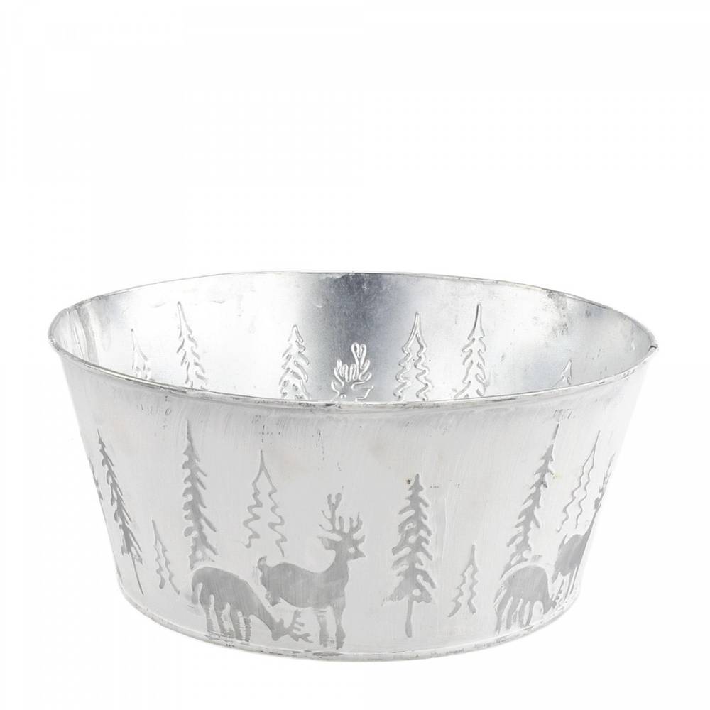 Zink Übertopf X-mas silber D23cm H10.5cm 