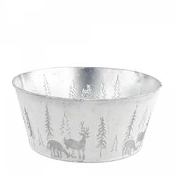 Zink Übertopf X-mas silber D23cm H10.5cm 