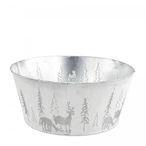 Zink Übertopf X-mas silber D23cm H10.5cm 