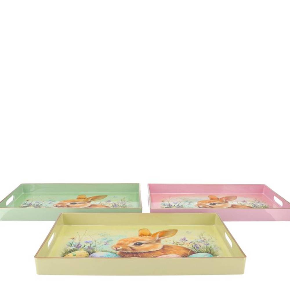 Melamine Tablett mix Ostern Hase pastel 40x26x04cm