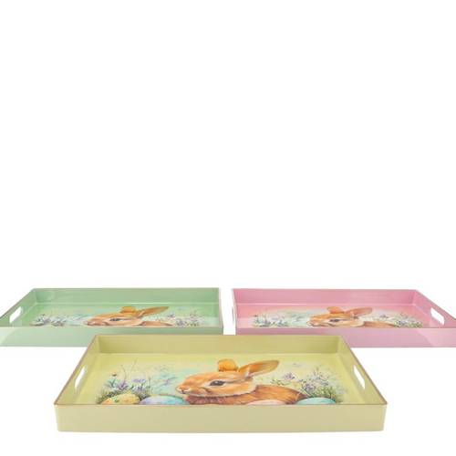 Melamine Tablett mix Ostern Hase pastel 40x26x04cm