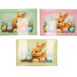 Melamine Tablett mix Ostern Hase pastel 40x26x04cm