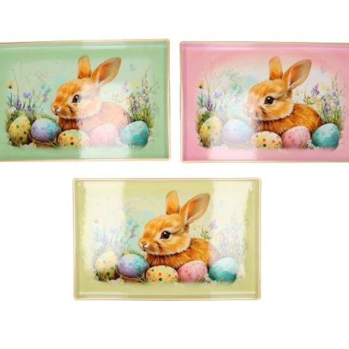 Melamine Tablett mix Ostern Hase pastel 40x26x04cm