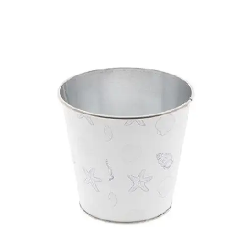 Zink Übertopf Ocean weiss D13cm H12cm 