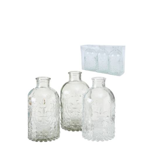 Glas Flasche Assorti mix D02/06cm H12cm