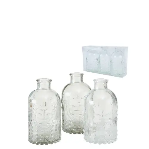 Glas Flasche Assorti mix D02/06cm H12cm