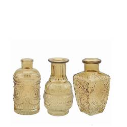 Glas Flasche Corti mix hell braun D06.5cm H13cm