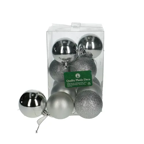 Kugel Plastik silber mix D06cm x12